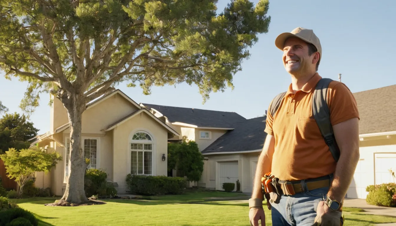 Friendly tree removal provider talking with a homeowner in a San Fernando front yard